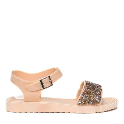 Beige sandals decorated with Maxine zircons - Footwear 1