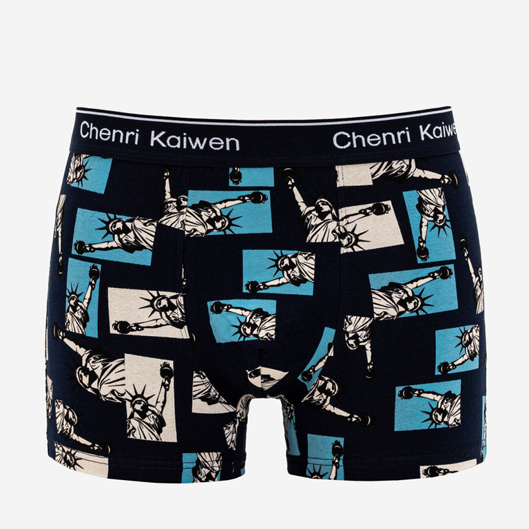 Navy blue men's boxer shorts with print - Underwear