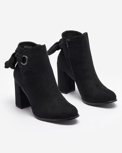 Women's eco-suede boots with bow in black Agarol- Footwear