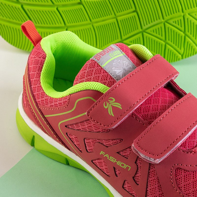 Coral children's sports shoes on a green Frater sole - Footwear