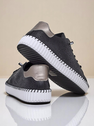 Royalfashion Women's Luna Lace Openwork Sneakers