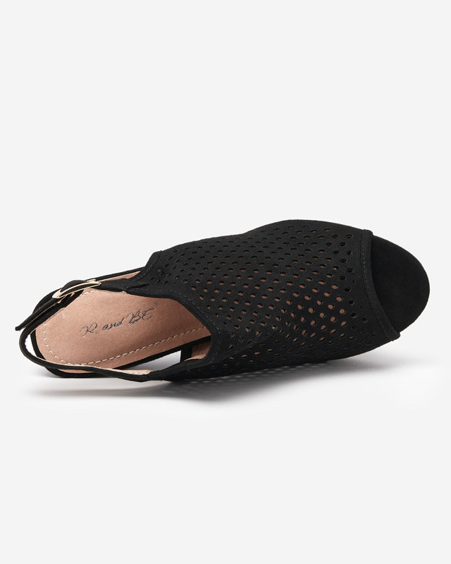 Black women's openwork sandals on a post Melliani - Footwear