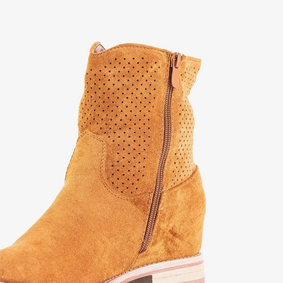 Brown cowboy boots on a covered wedge Taize - Footwear