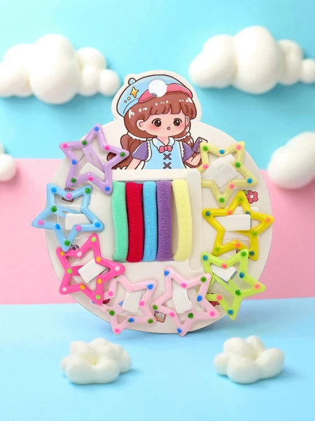 Набор разноцветных заколок и резинок для волос для детей