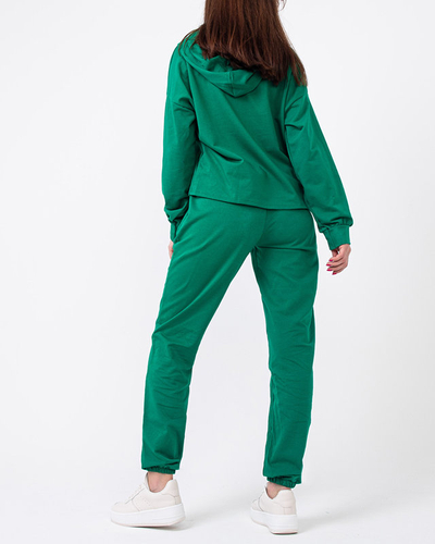 Dark green women's sports tracksuit set - Clothing