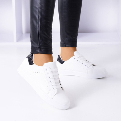 Women's white sports sneakers with a black inset Brasqe - Footwear