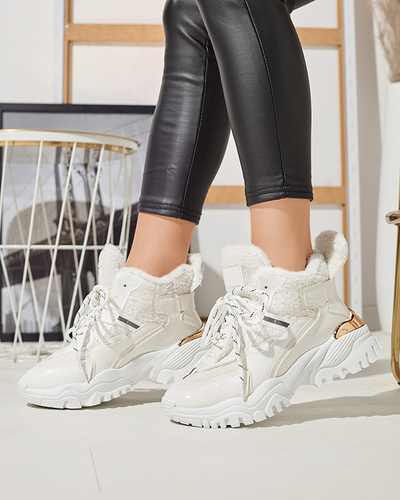 Белые женские спортивные кроссовки с мехом Sagglo- Footwear