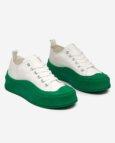 White and green women's sneakers, type Nerikas - Footwear