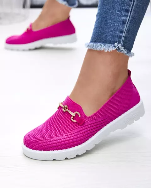 Fuchsia women's slip on sneakers with gold embellishment Enelida - Footwear