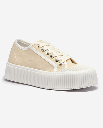 Beige women's sneakers on a solid sole Ozerika - Footwear
