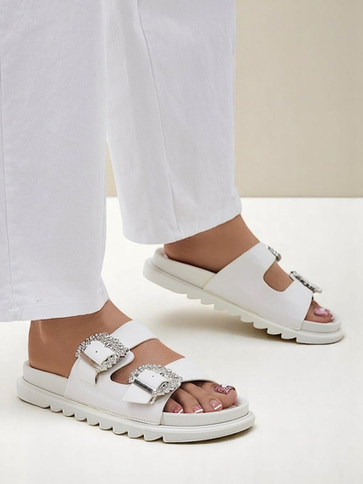 Royalfashion women's slides with buckles Mrs Aurora
