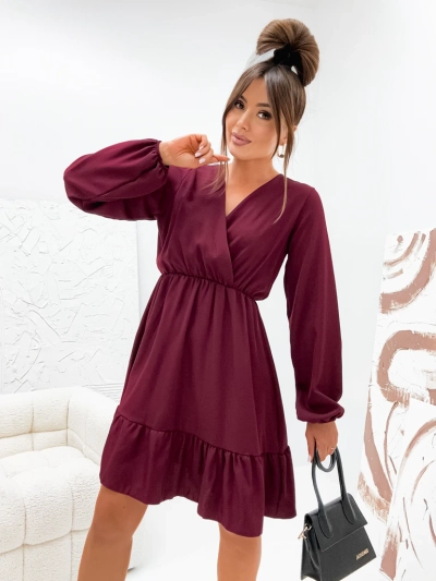 Royalfashion Женское мини-платье с оборками и запахом