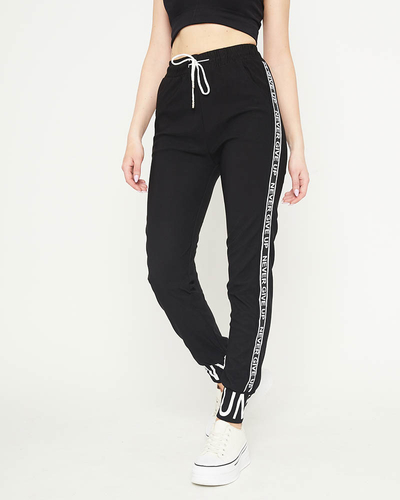 Black women's sweatpants with stripes - Clothing