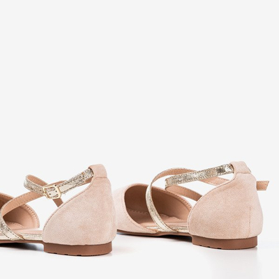 Beige women's ballerinas with flat heels Vosia - Footwear