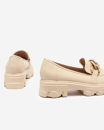 Beige women's shoes with a thick sole with Simero decoration - Footwear
