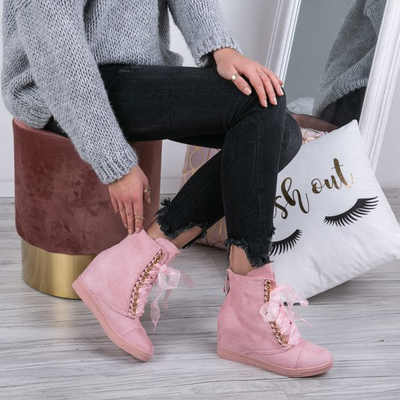 Różowe sneakersy na krytym koturnie Tirana - Obuwie