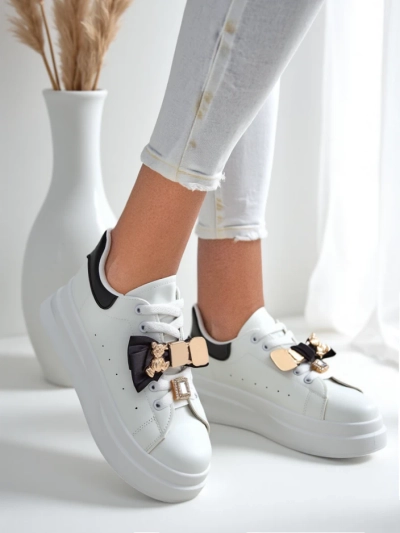 Royalfashion Women's platform sneakers with a bow Genimma