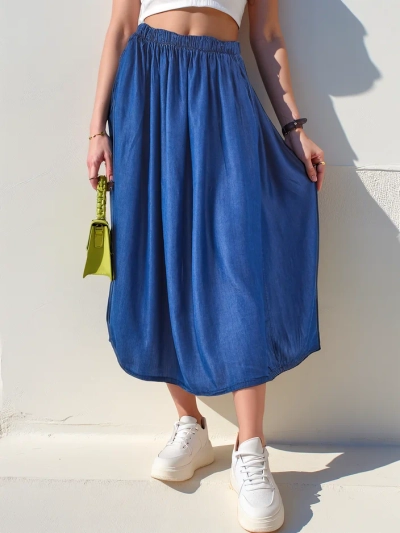 Royalfashion Women's midi skirt denim-style