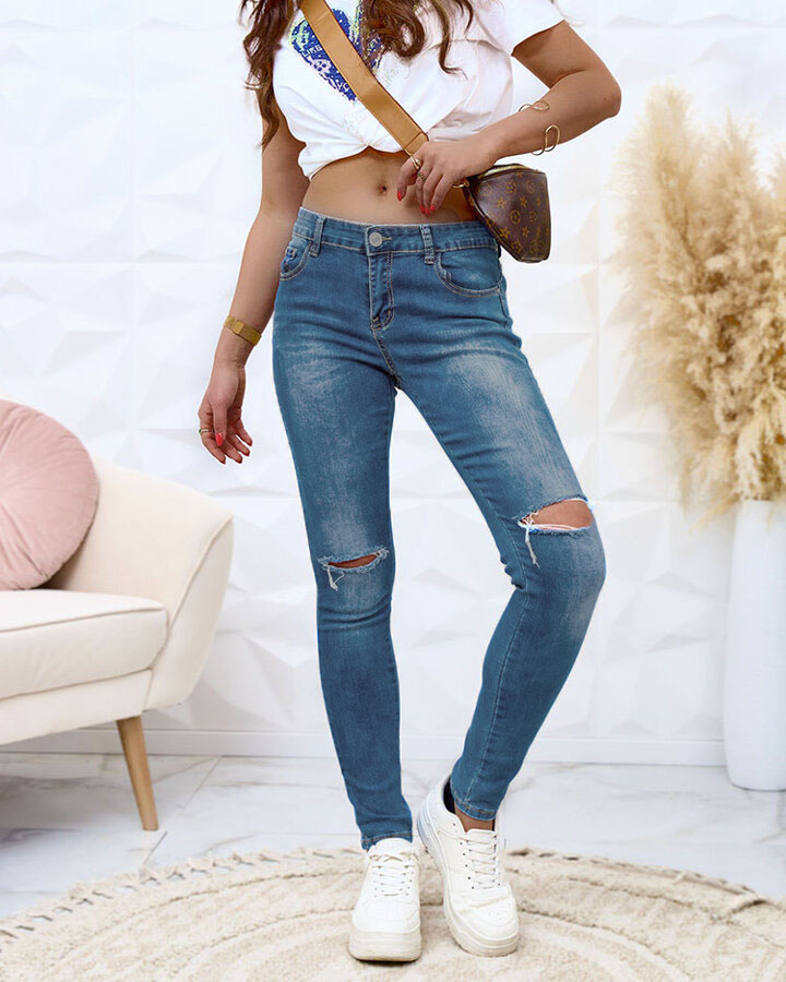 Royalfashion Sieviešu cauruļveida džinsi PLUS SIZE