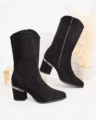 Royalfashion Openwork low stiletto boots Hewir