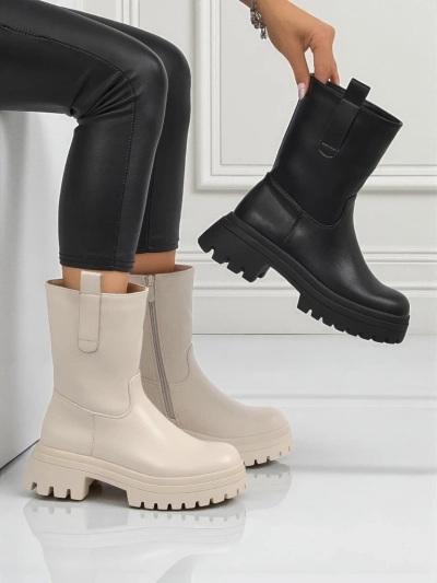 Women's High Eco-Leather Ankle Boots Scarlet Mist