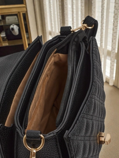 Luna Women's Black Leather Elegant Everyday Handbag