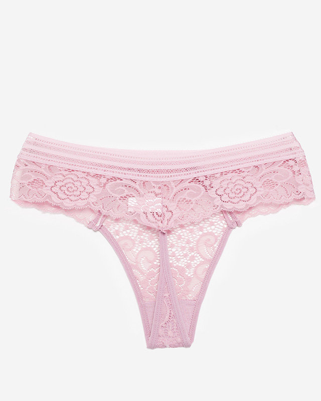 Pink women's lace thong panties - Underwear
