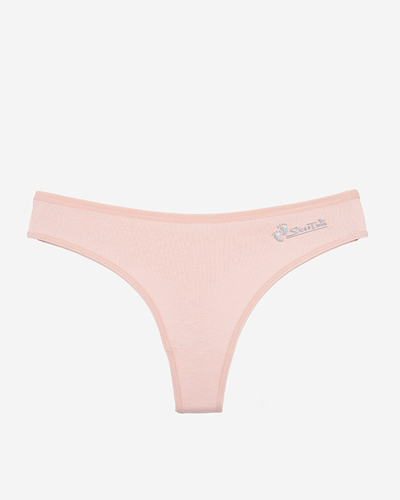 Pink women's thong with an inscription - Underwear