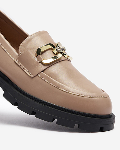 Light brown women's half shoes with a chain on the nose Zyteria - Footwear