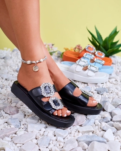 Ladies 'black slippers with crystals Azazel - Footwear