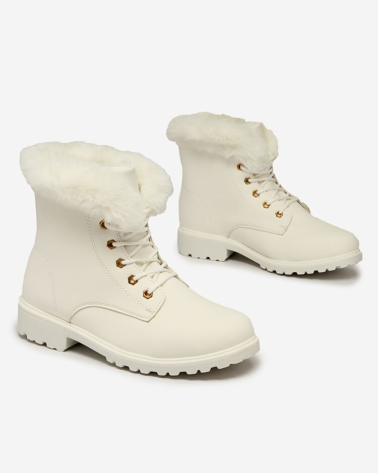 Royalfashion Classic women's boots a'la trappers in white Dotsacia