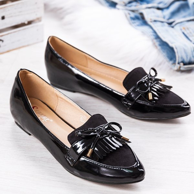 Black varnished loafers with almond mulla toe - Footwear 1