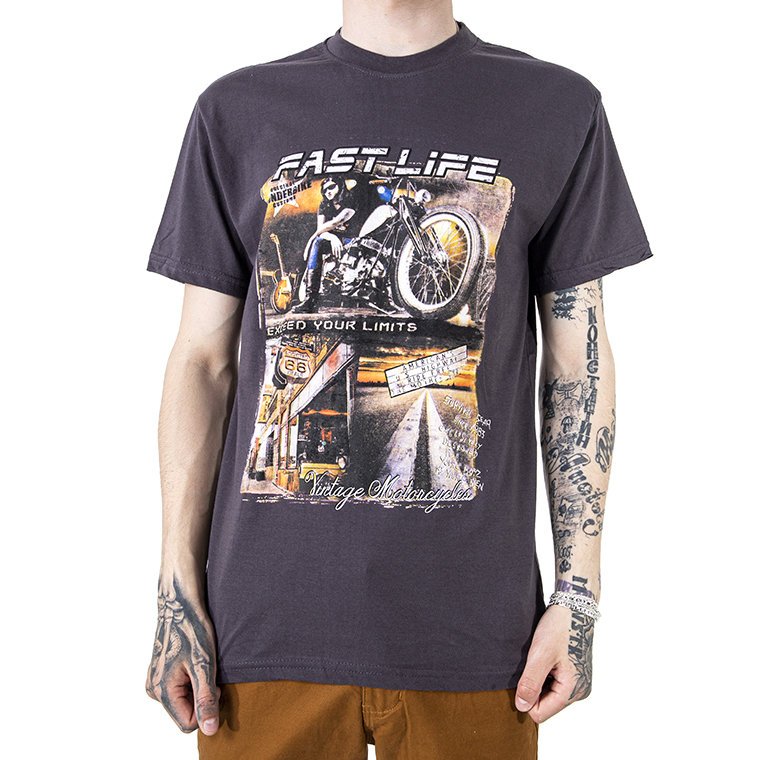 Темно-серая мужская хлопковая футболка с принтом