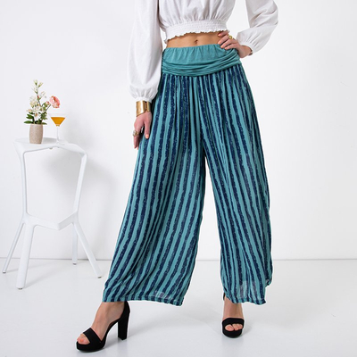 Бирюзовые женские кюлоты в полоску