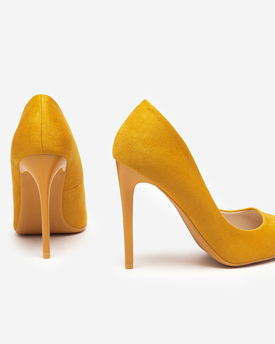 OUTLET Yellow women's pumps with eco suede on a stiletto Veneci - Shoes