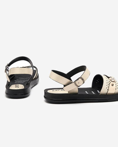 Royalfashion Shiny beige women's flat sandals Nafi