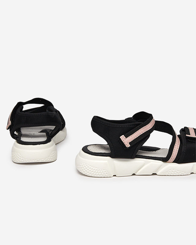 Melnas un rozā bērnu sandales, kas aizdarāmas ar Velcro Modis - Shoes