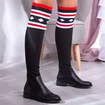 OUTLET Black boots a'la flat sock Salvia- Shoes