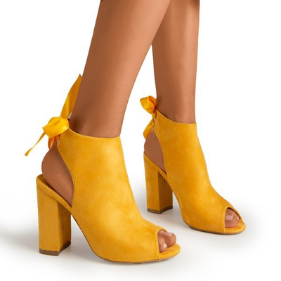 Yellow high heel sandals with Haidil upper - Footwear