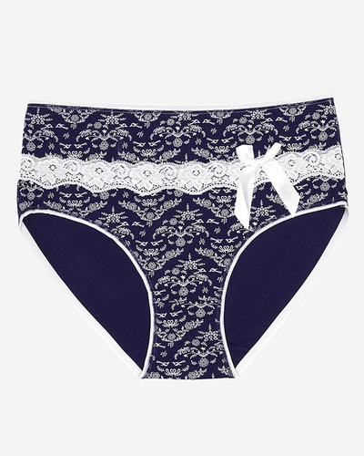 Women's briefs with a print in navy blue color PLUS SIZE- Underwear