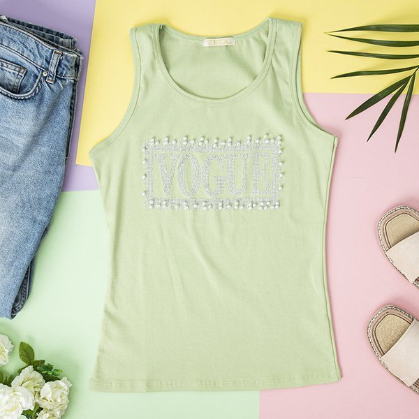 Sieviešu zaļš tops ar kubisko cirkoniju - Apģērbs