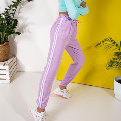 Violetas sieviešu skriešanas bikses ar svītrām - Apģērbs
