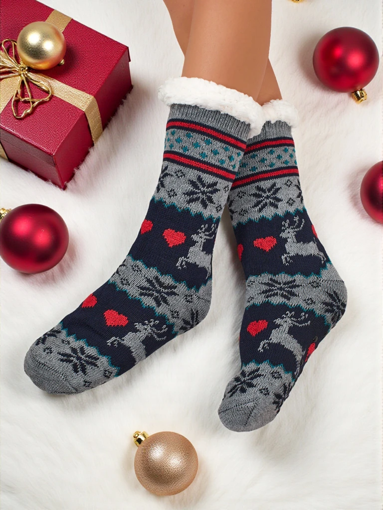 Aurora Women's Multicolor Knitted Socks with Warm Fur