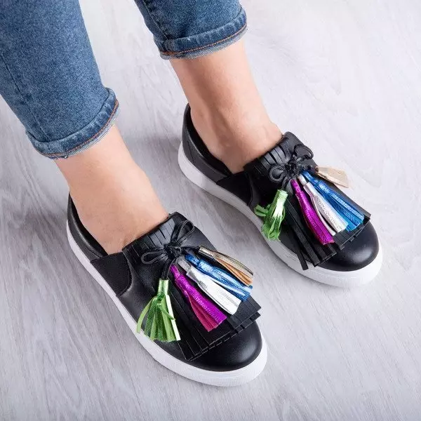 OUTLET Черные спортивные кроссовки с бахромой Osederra - Обувь