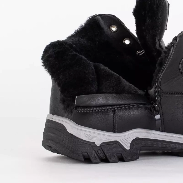 OUTLET Black men's winter hiking boots Omitsok - Footwear