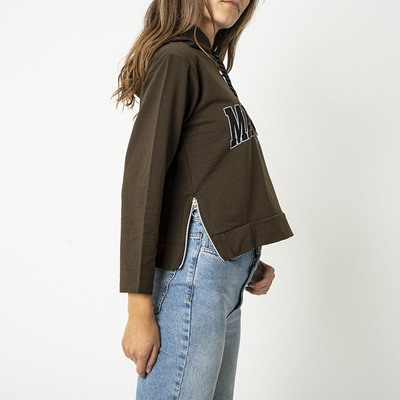 Dark green women's sweatshirt with inscription - Clothing