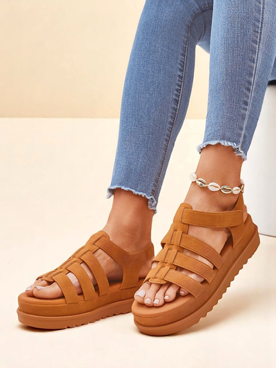 Callista Camel women's platform sandals Royalfashion eco leather