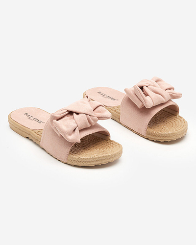 Light pink women's slippers with a bow Terina - Footwear