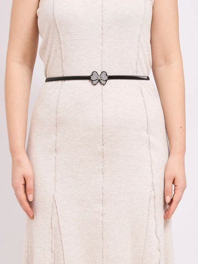 Black Melina women's belt with a metal bow in latino glam style