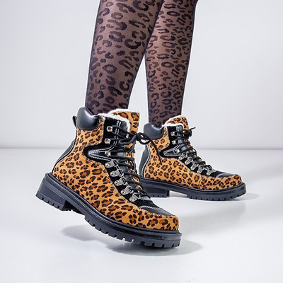 Leopard print boots insulated with Dori sheepskin coat - Footwear